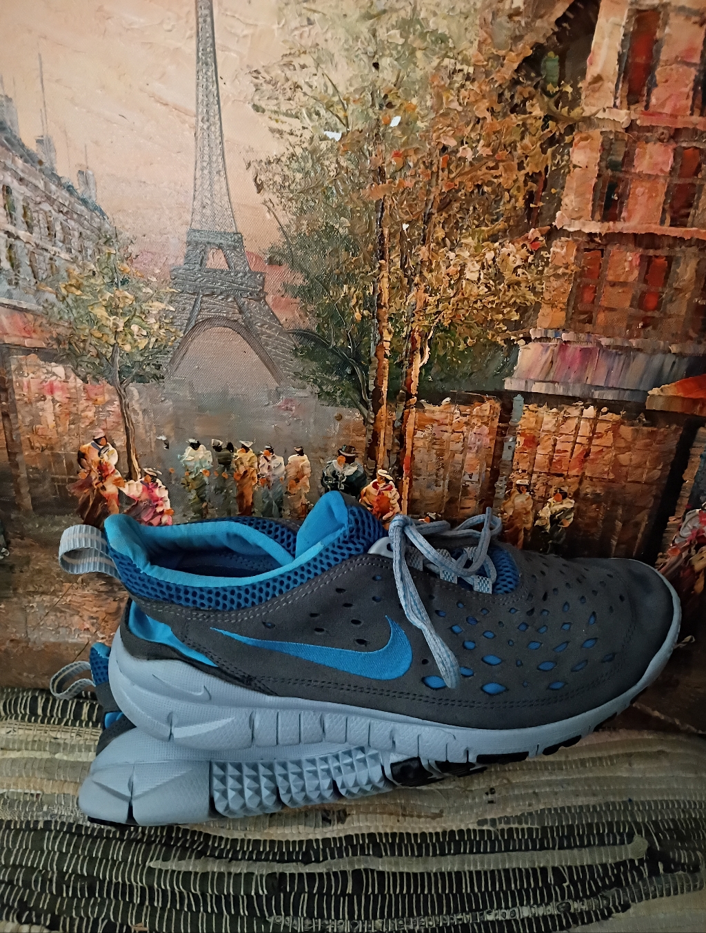 Nike Gray And Blue Lightweight Running Shoes